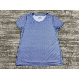 Be Inspired Top Womens Large Blue Striped 100% Polyester‎ Short Sleeve